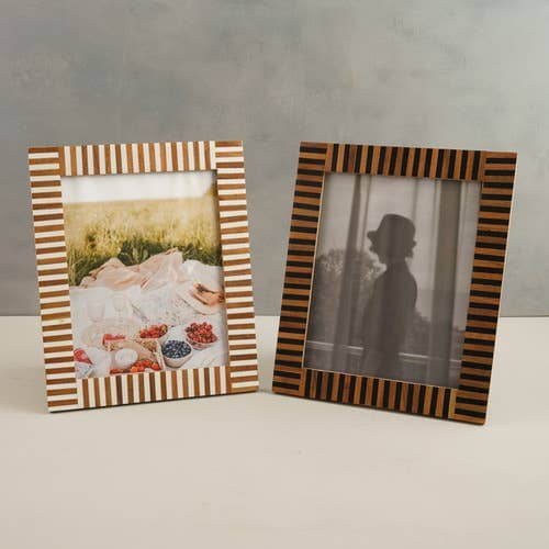 Black + Ivory Wood Inlay Frame- 8x10