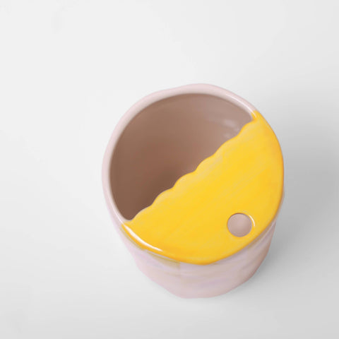 Ceramic Travel Tumbler- Yellow Geometric