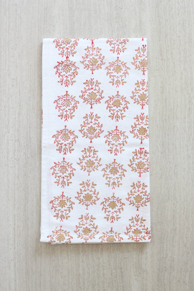 Tea Towel Lotus Red & Gold