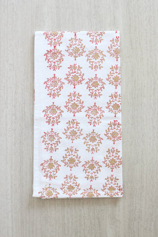 Tea Towel Lotus Red & Gold