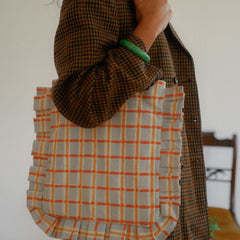 Momo Tote- Powder Plaid