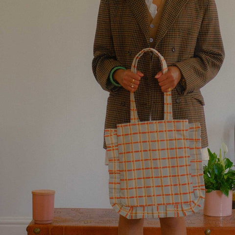 Momo Tote- Powder Plaid