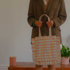 Momo Tote- Powder Plaid