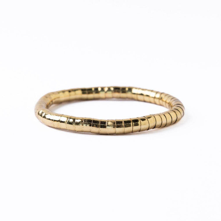 Round Bead Stretch Gold Bracelet