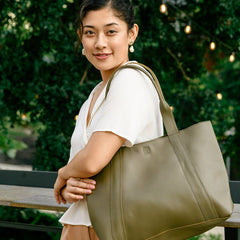 Olive Green Leather Tote