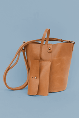 Leather Bucket Bag- Caramel