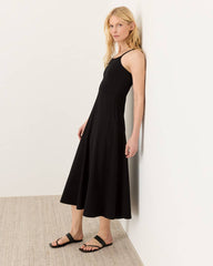 Organic Cotton Fit + Flare Dress- Black