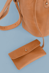 Leather Bucket Bag- Caramel