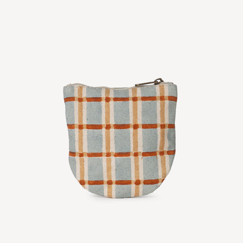 This hand block printed pouch in a perfect sized half-moon shape that fi...