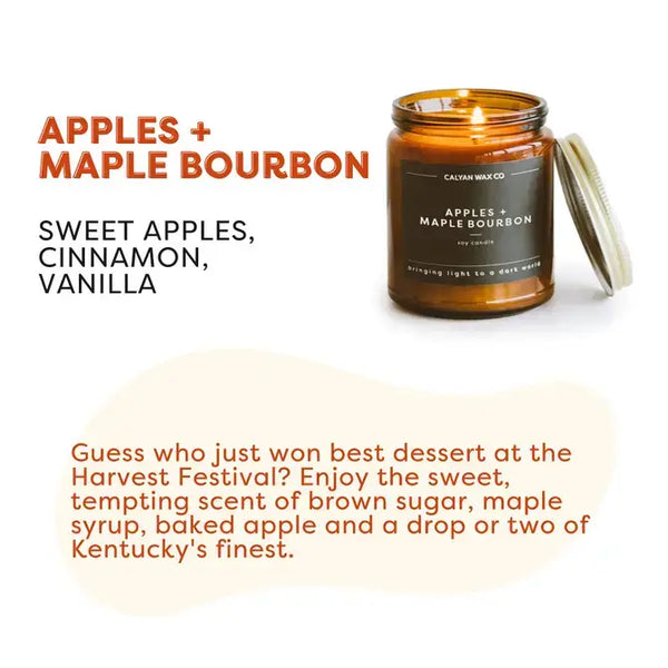Apples + Maple Bourbon - Amber Jar Soy Candle