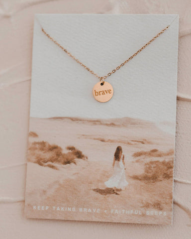 The Brave Gold-Plated Verse Necklace will be a gentle reminder to keep t...
