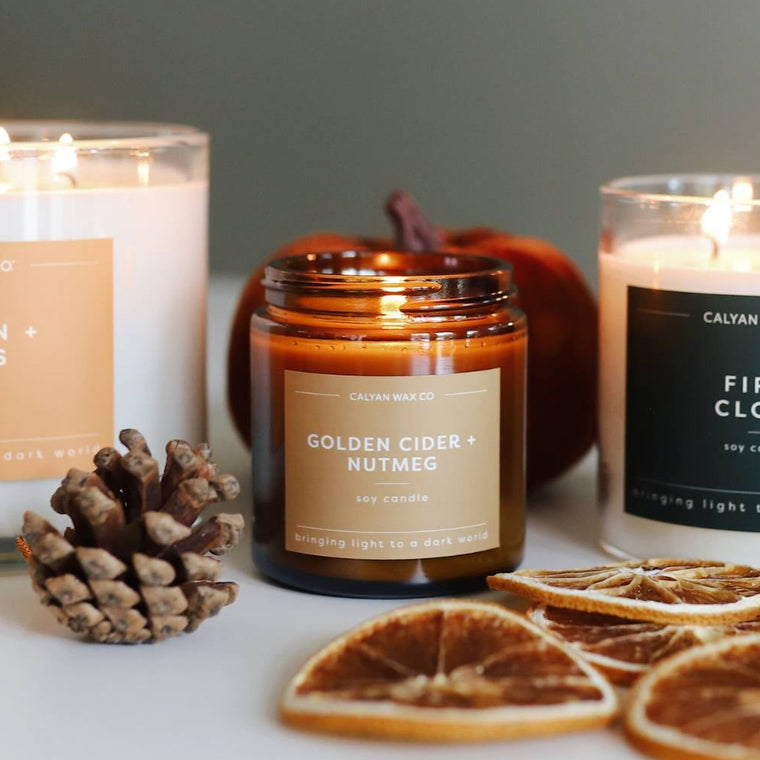 Golden Cider + Nutmeg - Mini Amber Jar Soy Candle
