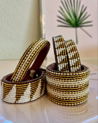 Swahili Coast Beaded Leather Cuffs are the perfect fair trade accessory....