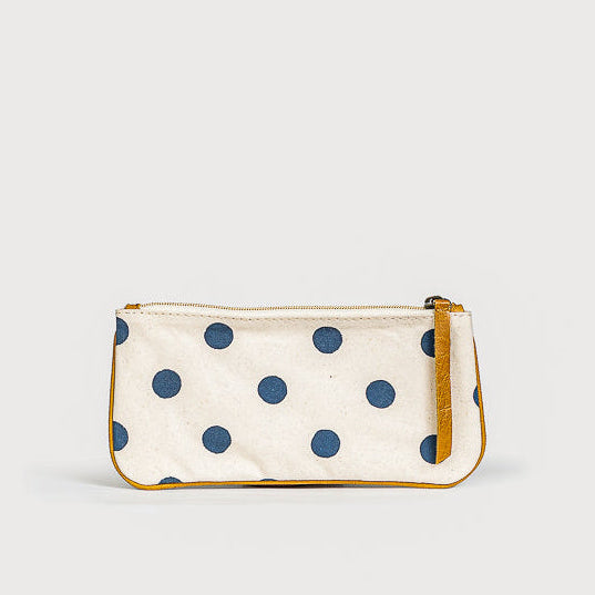 Block Print Pencil Pouch - Indigo Dot