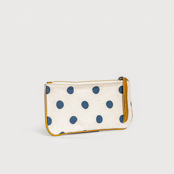 Block Print Pencil Pouch - Indigo Dot