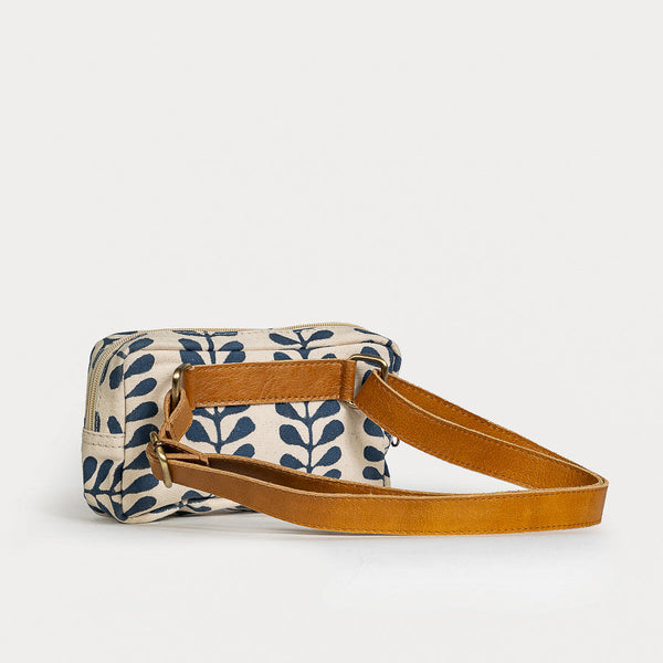 Block Print Belt Bag- Indigo Fern