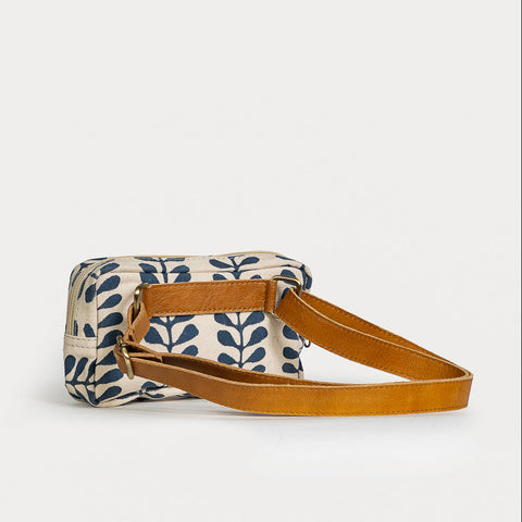Block Print Belt Bag- Indigo Fern