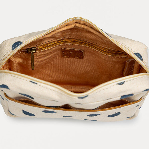 Block Print Camera Bag- Indigo Dot