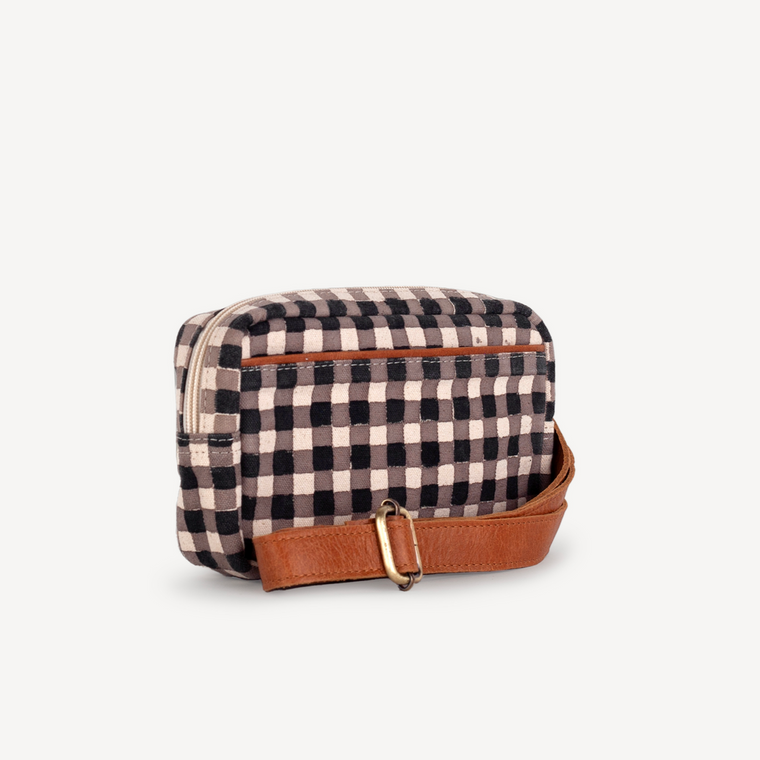 Block Print Belt Bag- Winter Gingham