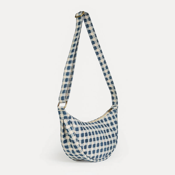 Moon Sling Bag- Indigo Gingham