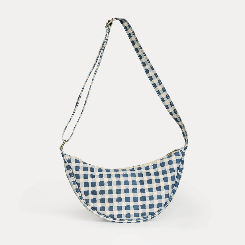 Moon Sling Bag- Indigo Gingham