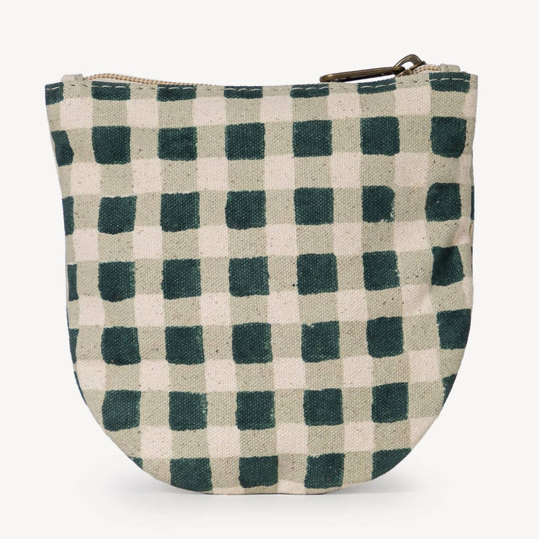 Half Moon Pouch- Evergreen Gingham