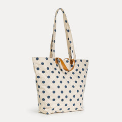 Carryall Block Print Tote- Indigo Dot