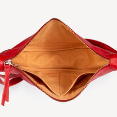 Leather Moon Sling Bag- Red
