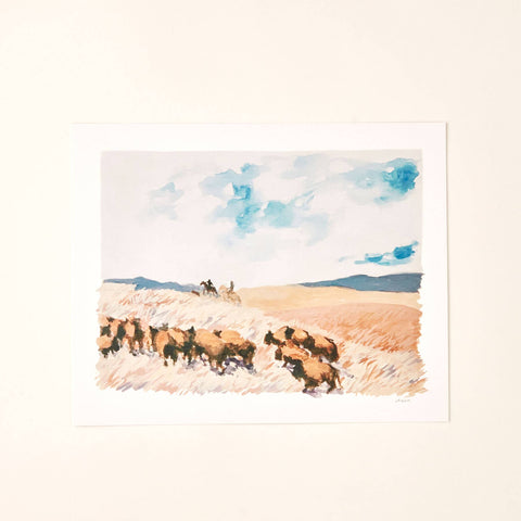 Bison Herd Landscape Eco Friendly Art Print