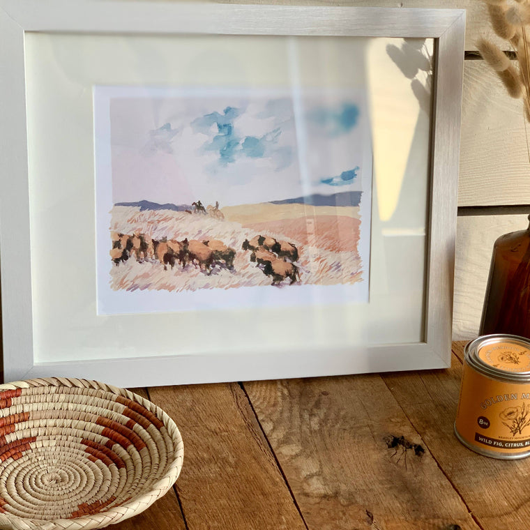 Bison Herd Landscape Eco Friendly Art Print