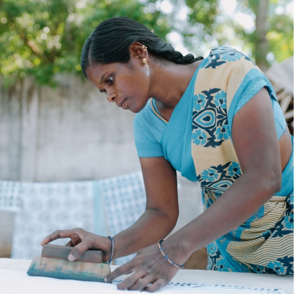 mended artisan hand block printing