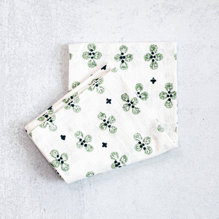 Tea Towel- Sage & Midnight Dogwood Blossom