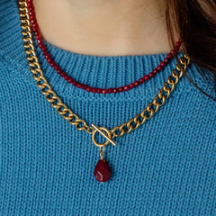 chunky layering necklace with gold chain