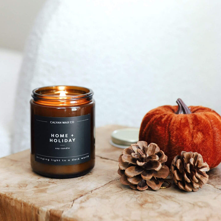 Home + Holiday - Amber Jar Soy Candle