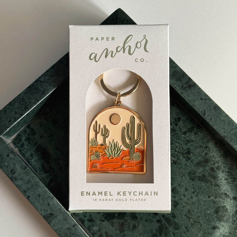 Gold Plated Desert Keychain- Cacti