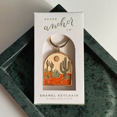 Gold Plated Desert Keychain- Cacti