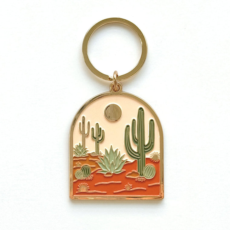 Gold Plated Desert Keychain- Cacti