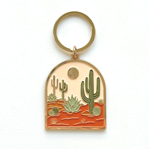 Gold Plated Desert Keychain- Cacti