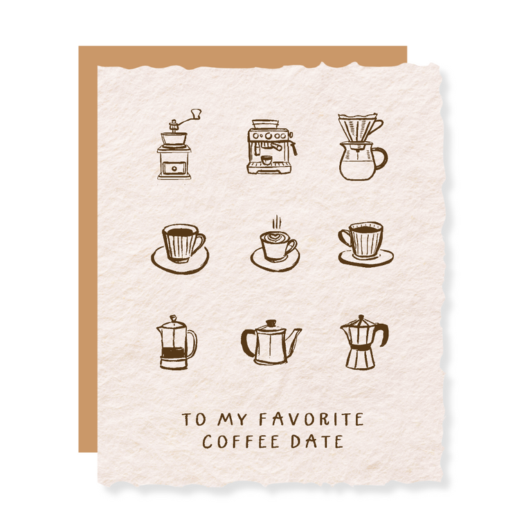 Coffee Date Card- Handmade Paper