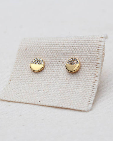 Subtly shiny hammered gold/brass studs with CZ pave. The perfect go-ever...