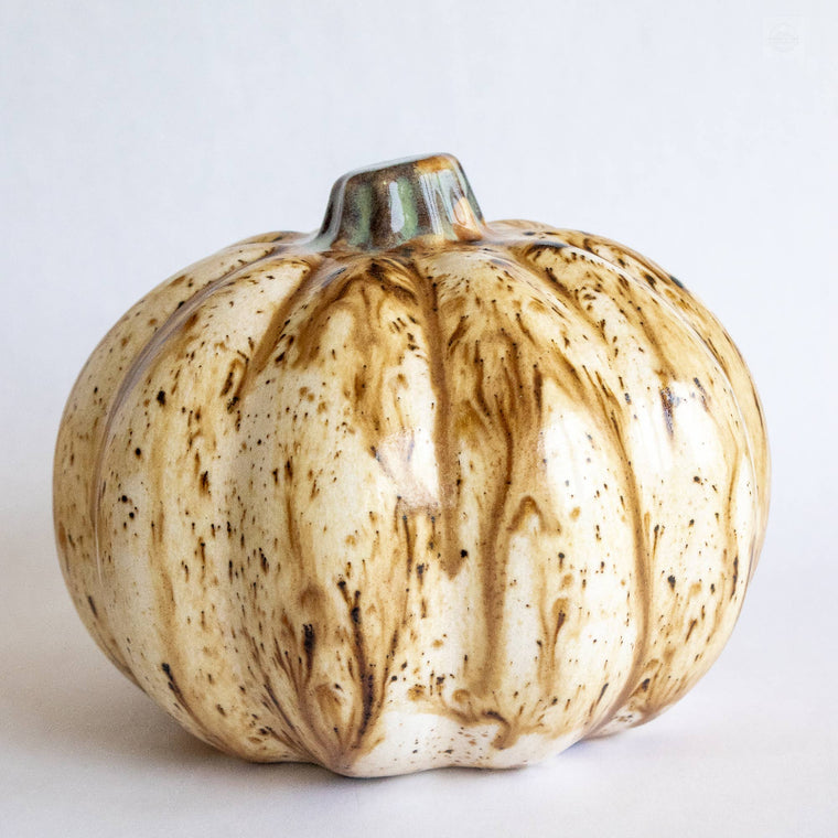 Ceramic Pumpkin- White Spotted