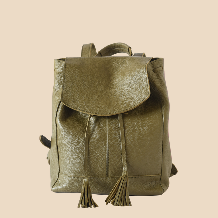 Olive Green Leather Backpack- SPECIAL OFFER!