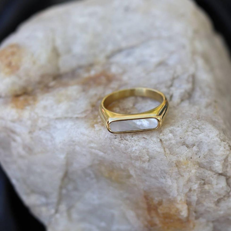 Gold Plated Mother-of-Pearl Ring