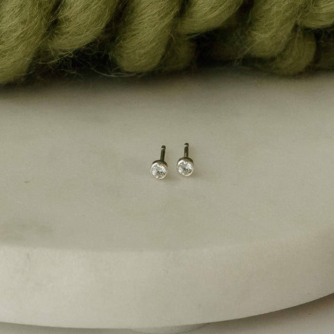 Gold Tiny Crystal Stud Earrings