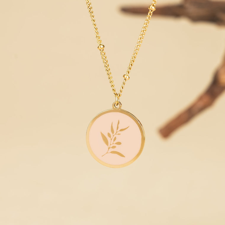 Resilience Leaf Necklace- Pink