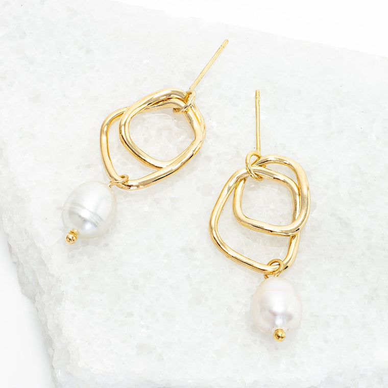 Everlasting Pearl Earrings- Gold