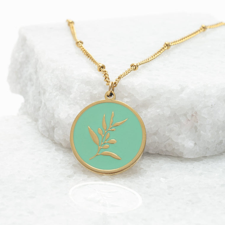 Resilience Leaf Necklace- Mint