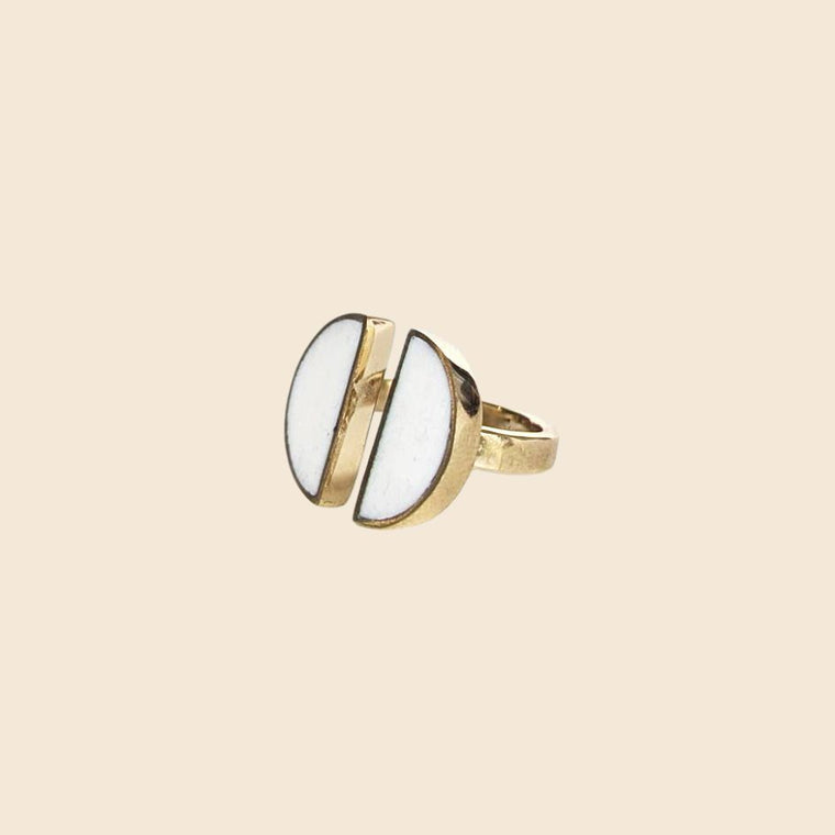Moon Halves Ring- White
