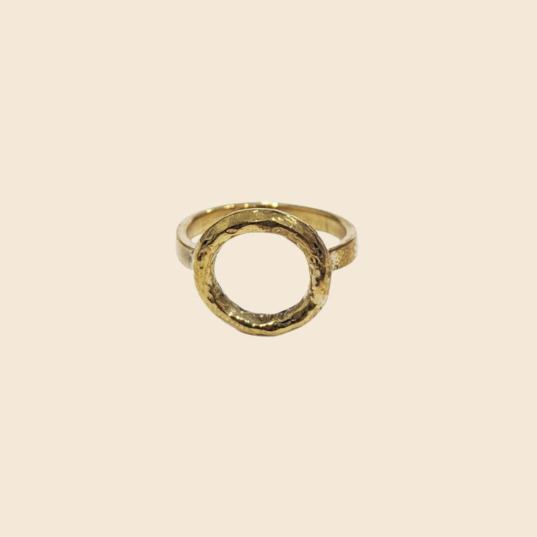 Open Circle Hammered Ring - Recycled Brass