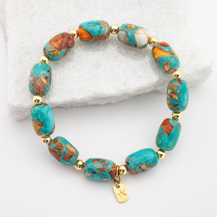 Turquoise Emperor Stone Beaded Bracelet